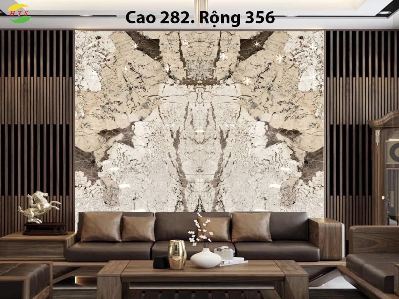 tranh đá granite vách sau sofa chưa có LÉD